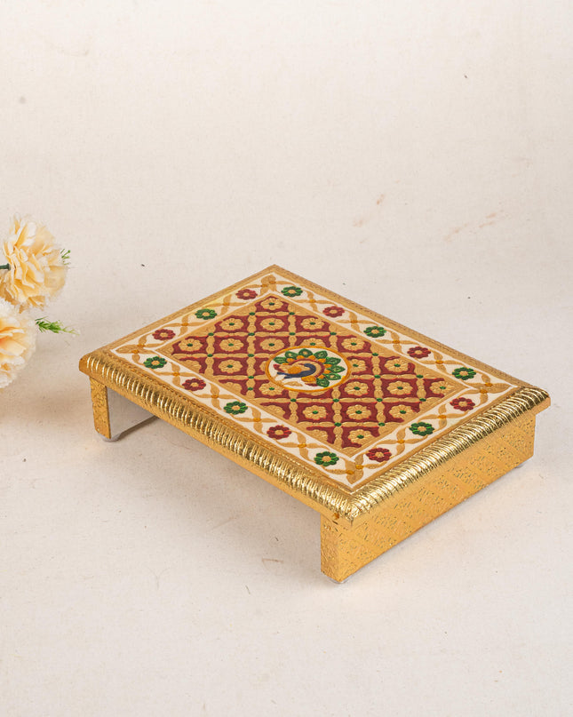 Meenakari Bajot - Peacock Design - 9x12 inch - Red - WL5211-1