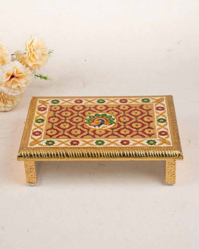 Meenakari Bajot - Peacock Design - 9x12 inch - Red - WL5211-1