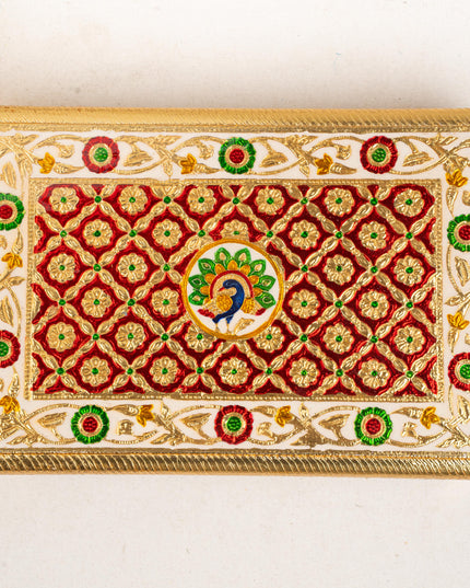 Meenakari Bajot - Peacock Design - 10x15 inch - Red - WL5211-2