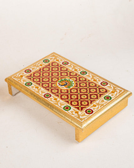 Meenakari Bajot - Peacock Design - 10x15 inch - Red - WL5211-2