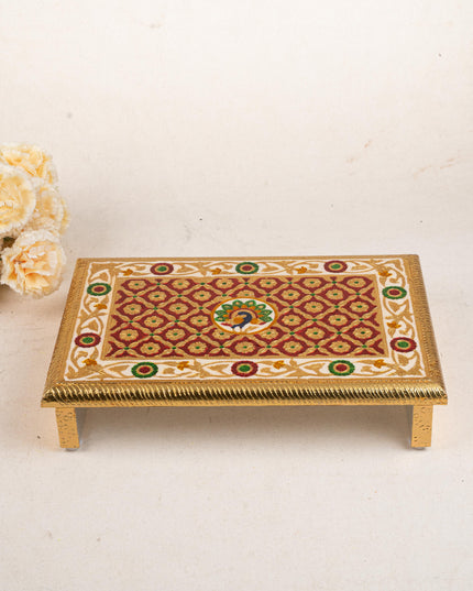 Meenakari Bajot - Peacock Design - 10x15 inch - Red - WL5211-2