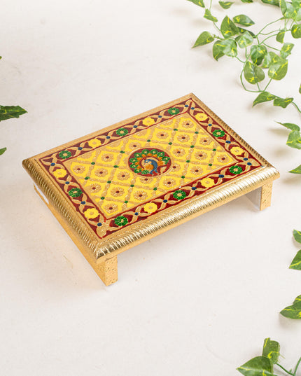 Meenakari Bajot - Peacock Design - 9x12 inch - Yellow - WL5212-1