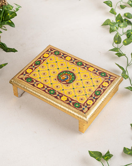 Meenakari Bajot - Peacock Design - 9x12 inch - Yellow - WL5212-1
