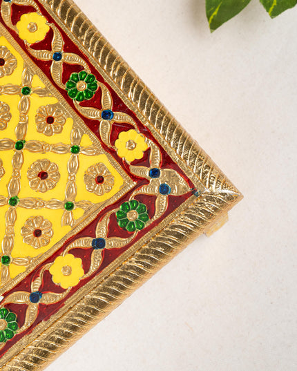 Meenakari Bajot - Peacock Design - 9x12 inch - Yellow - WL5212-1