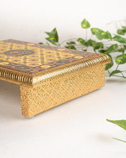 Meenakari Bajot - Peacock Design - 9x12 inch - Yellow - WL5212-1