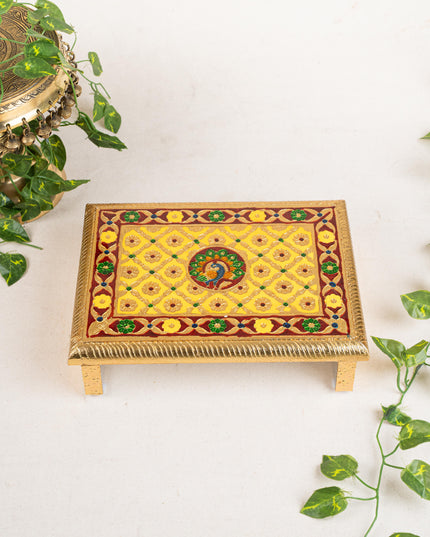 Meenakari Bajot - Peacock Design - 9x12 inch - Yellow - WL5212-1