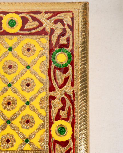 Meenakari Bajot - Peacock Design - 10x15 inch - Yellow - WL5212-2