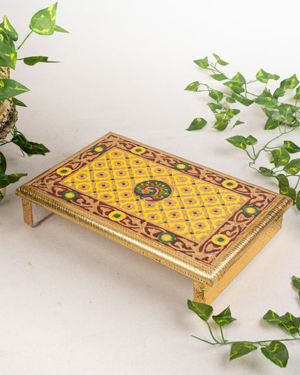 Meenakari Bajot - Peacock Design - 10x15 inch - Yellow - WL5212-2