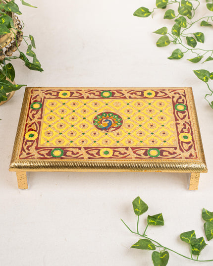 Meenakari Bajot - Peacock Design - 10x15 inch - Yellow - WL5212-2