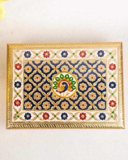 Meenakari Bajot - Peacock Design - 9x12 inch - Blue - WL5213-1