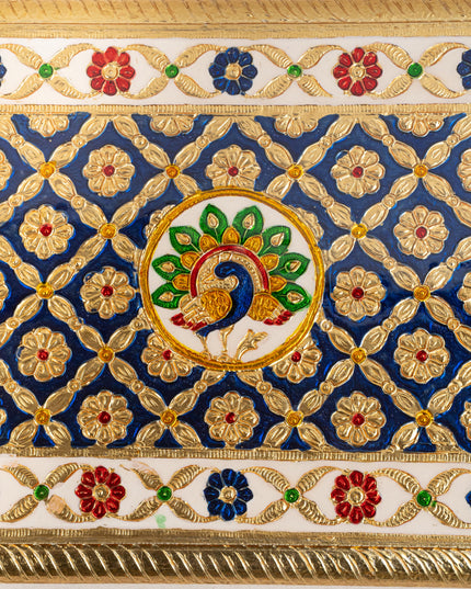 Meenakari Bajot - Peacock Design - 9x12 inch - Blue - WL5213-1