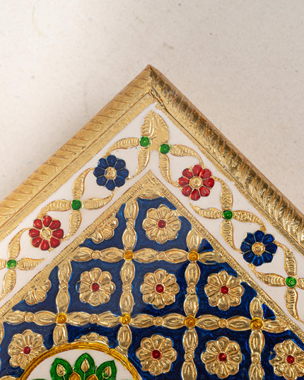 Meenakari Bajot - Peacock Design - 9x12 inch - Blue - WL5213-1