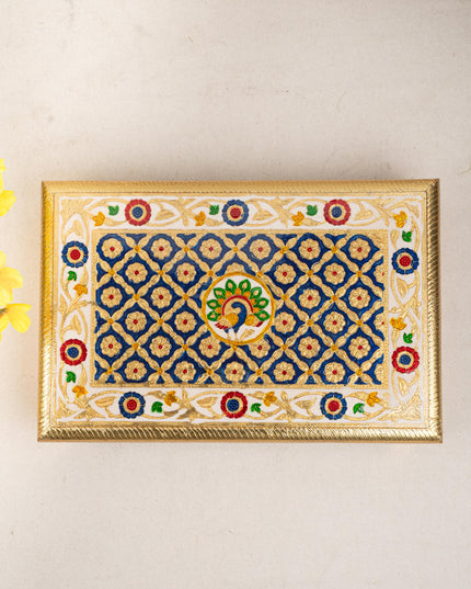 Meenakari Bajot - Peacock Design - 10x15 inch - Blue - WL5213-2