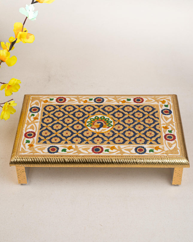 Meenakari Bajot - Peacock Design - 10x15 inch - Blue - WL5213-2