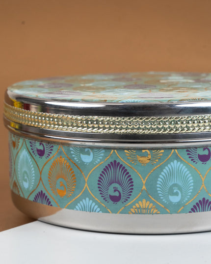 Digital Print Meenakari - Peacock Design - Poori Box - 7 inch - WL5216