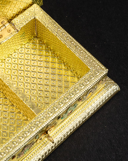 Customized - Meenakari Dry Fruit Box - Gold - 9x7 inch - WL5218