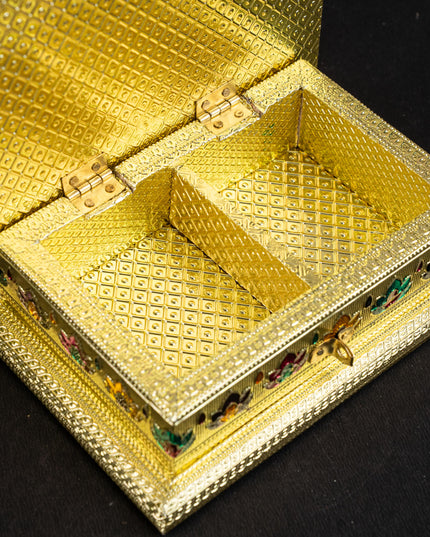 Customized - Meenakari Dry Fruit Box - Gold - 9x7 inch - WL5218