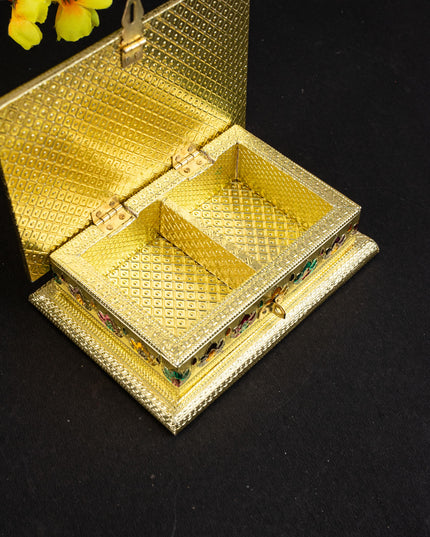 Customized - Meenakari Dry Fruit Box - Gold - 9x7 inch - WL5218