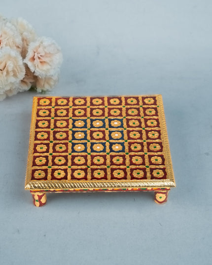 Meenakari Manai - Red - 10x10 inch - WL5219