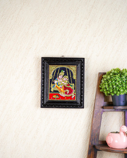 Tanjore Painting - Radha Krishna - Flat (Gold Foil) - 10x8 inch - WL5227