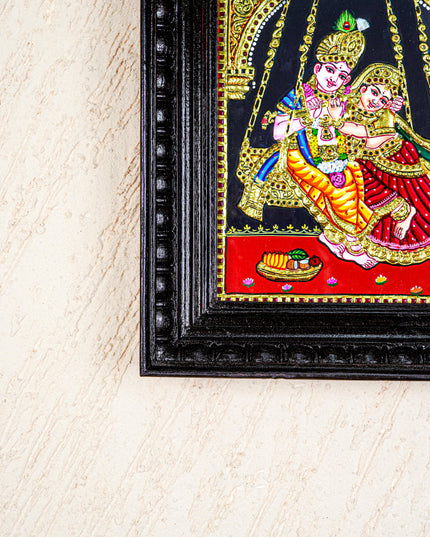 Tanjore Painting - Radha Krishna - Flat (Gold Foil) - 10x8 inch - WL5227