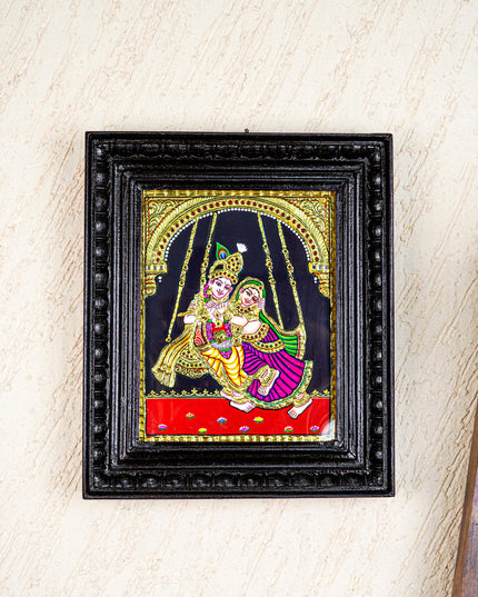 Tanjore Painting - Radha Krishna - Flat (Gold Foil) - 10x8 inch - WL5227