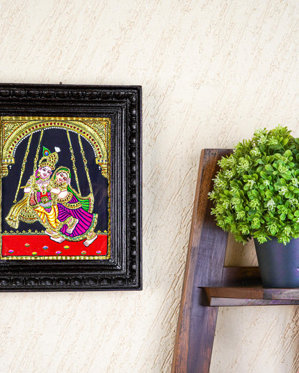 Tanjore Painting - Radha Krishna - Flat (Gold Foil) - 10x8 inch - WL5227