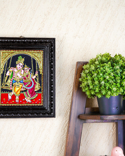 Tanjore Painting - Radha Krishna - Flat (Gold Foil) - 10x8 inch - WL5227