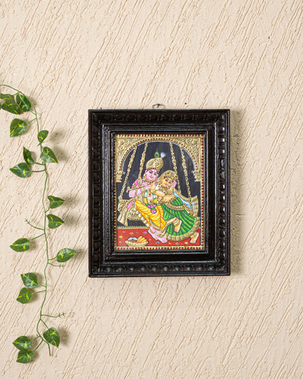 Tanjore Painting - Radha Krishna - Flat (Gold Foil) - 10x8 inch - WL5227