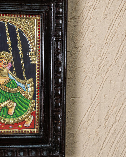 Tanjore Painting - Radha Krishna - Flat (Gold Foil) - 10x8 inch - WL5227