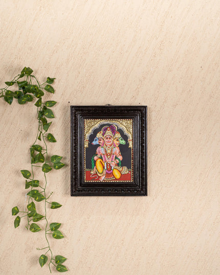 Tanjore Painting - Panchamukhi Hanuman - Semi Embossed - 10x8 inch - WL5229
