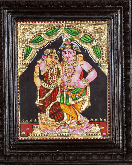 Tanjore Painting - Radha-Krishna - Flat (Gold Foil) - 10x8 inch - WL5231