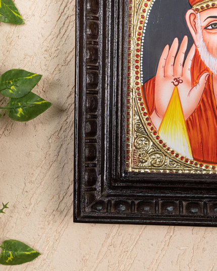 Tanjore Painting - Sai Baba - Flat (Gold Foil) - 10x8 inch - WL5232