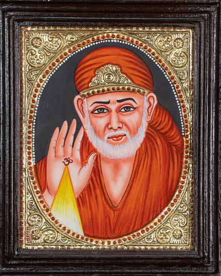 Tanjore Painting - Sai Baba - Flat (Gold Foil) - 10x8 inch - WL5232
