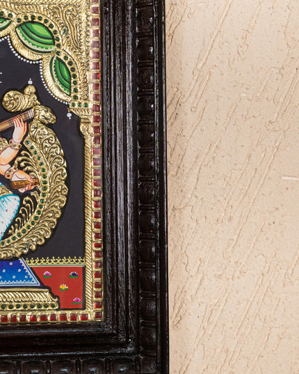 Tanjore Painting - Swan Saraswathi - Flat (Gold Foil) - 12x10 inch - WL5233