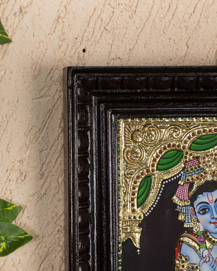 Tanjore Painting - Butter Krishna - Flat (Gold Foil) - 12x10 inch - WL5234