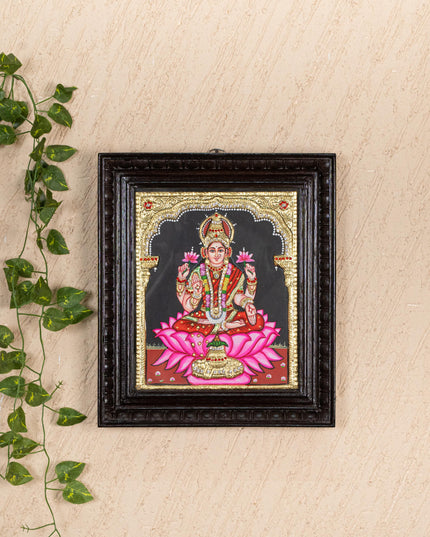 Tanjore Painting - Lakshmi on Lotus - Semi Embossed - 12x10 inch - WL5238