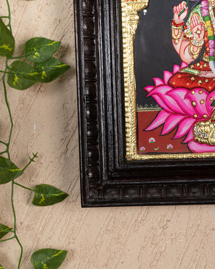 Tanjore Painting - Lakshmi on Lotus - Semi Embossed - 12x10 inch - WL5238