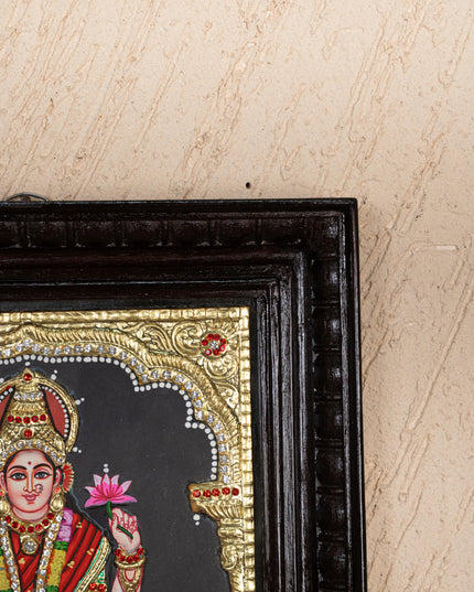 Tanjore Painting - Lakshmi on Lotus - Semi Embossed - 12x10 inch - WL5238