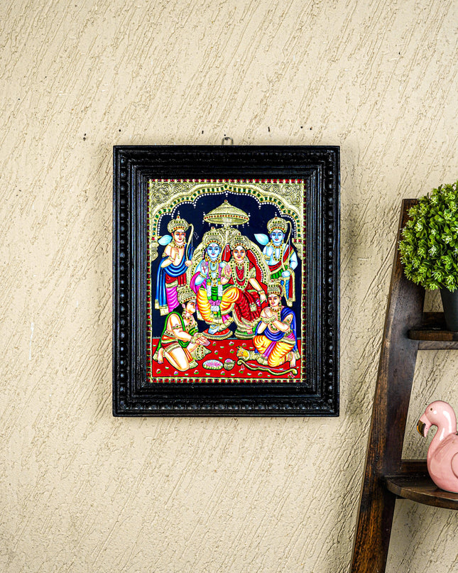 Tanjore Painting - Ram Darbar - Flat (Gold Foil) - 15x12 inch - WL5242