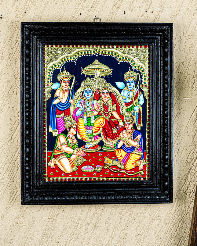 Tanjore Painting - Ram Darbar - Flat (Gold Foil) - 15x12 inch - WL5242