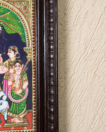 Tanjore Painting - Krishna with Gopikas - Flat (Gold Foil) - 15x12 inch - WL5243