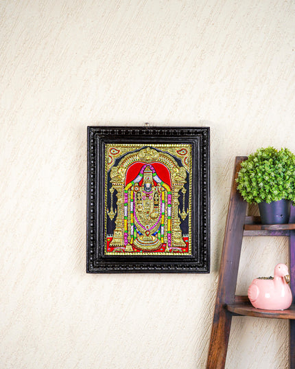 Tanjore Painting - Tirupati Balaji - Semi Embossed - 15x12 inch - WL5248