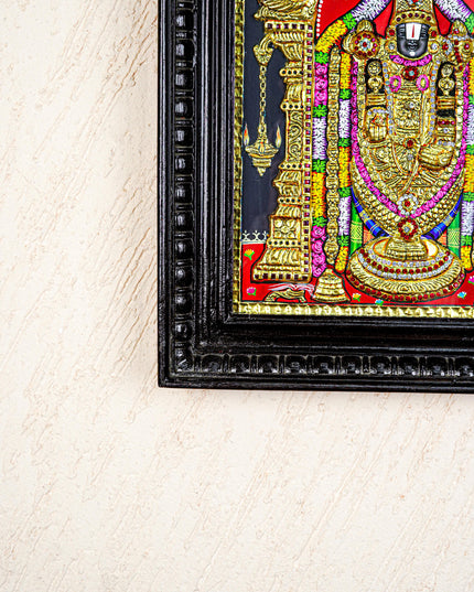 Tanjore Painting - Tirupati Balaji - Semi Embossed - 15x12 inch - WL5248