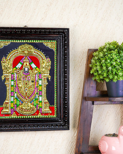 Tanjore Painting - Tirupati Balaji - Semi Embossed - 15x12 inch - WL5248