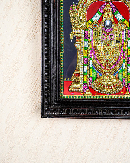 Tanjore Painting - Tirupati Balaji - Semi Embossed - 15x12 inch - WL5248