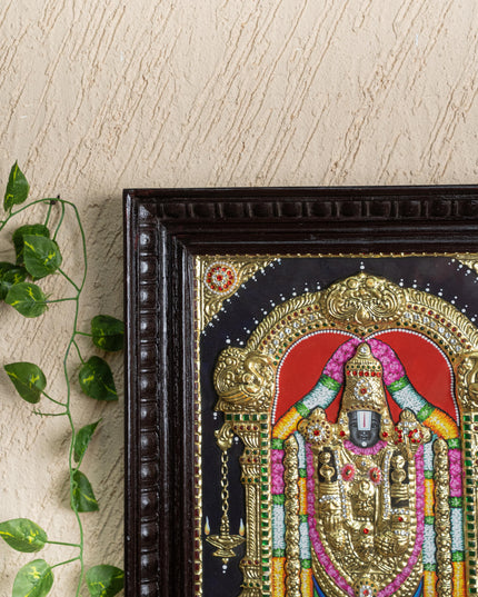 Tanjore Painting - Tirupati Balaji - Semi Embossed - 15x12 inch - WL5248