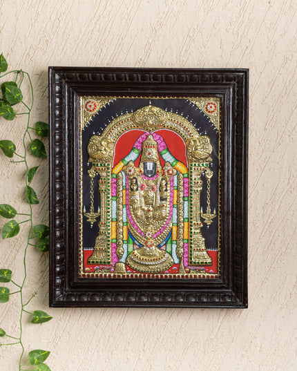 Tanjore Painting - Tirupati Balaji - Semi Embossed - 15x12 inch - WL5248