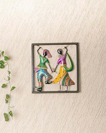 Metal Dandiya Couple Wall Hanging Frame - WL5252