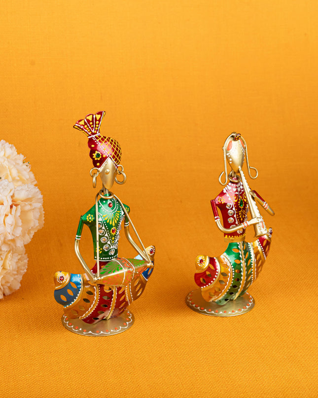 Metal Handpainted Musician T Light Holder - Set of 2 - WL5256